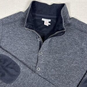 Carbon 2 Cobalt 1/4 Zip Button Sweater‎ Mens XL Gray Knit Mock Neck Elbow Patch